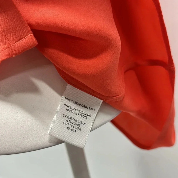 Joie Blouse Top Shirt Short Sleeve V-Neck Tie Bow Pure Silk Chiffon Size Medium - Picture 10 of 12